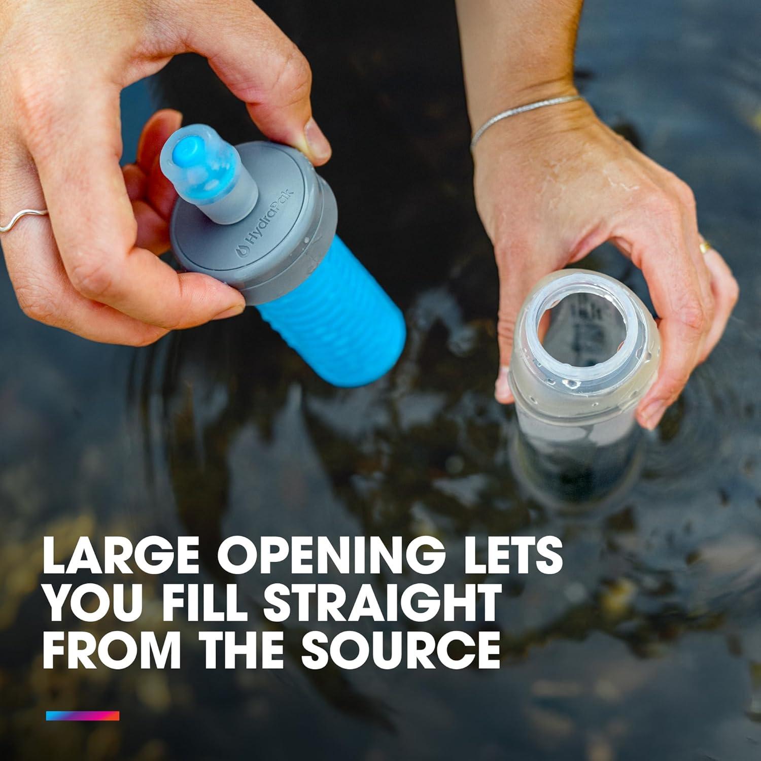 imageHydraPak UltraFlask 500ml Filtered Compressible Soft Flask Water Bottle for Hydration Vests and Running Packs with Integrated Water Filter 500ml 17oz