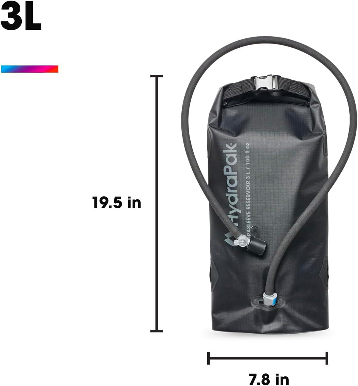 imageHydrapak HydraSleeve Insulated Sleeve with ShapeShift LowProfile Water BladderReservoir for Hydration Backpacks 3Liter 100 oz High Flow Bite Valve Safe ampamp ReliableBlack