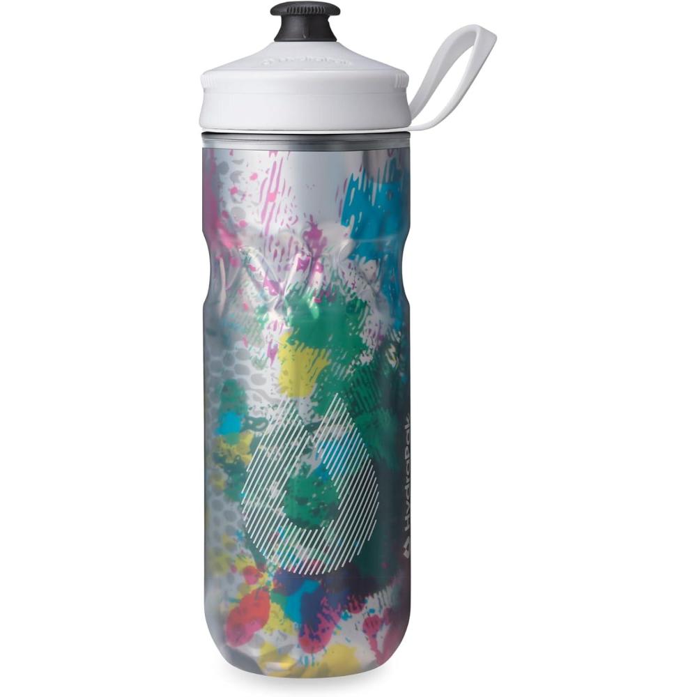 imageHydraPak Polar Bottle Polar Sport Insulated Water Bottle BPAFree Sport ampamp Bike Squeeze Bottle with Handle Splash Gold 700ml 24ozSplash Multi