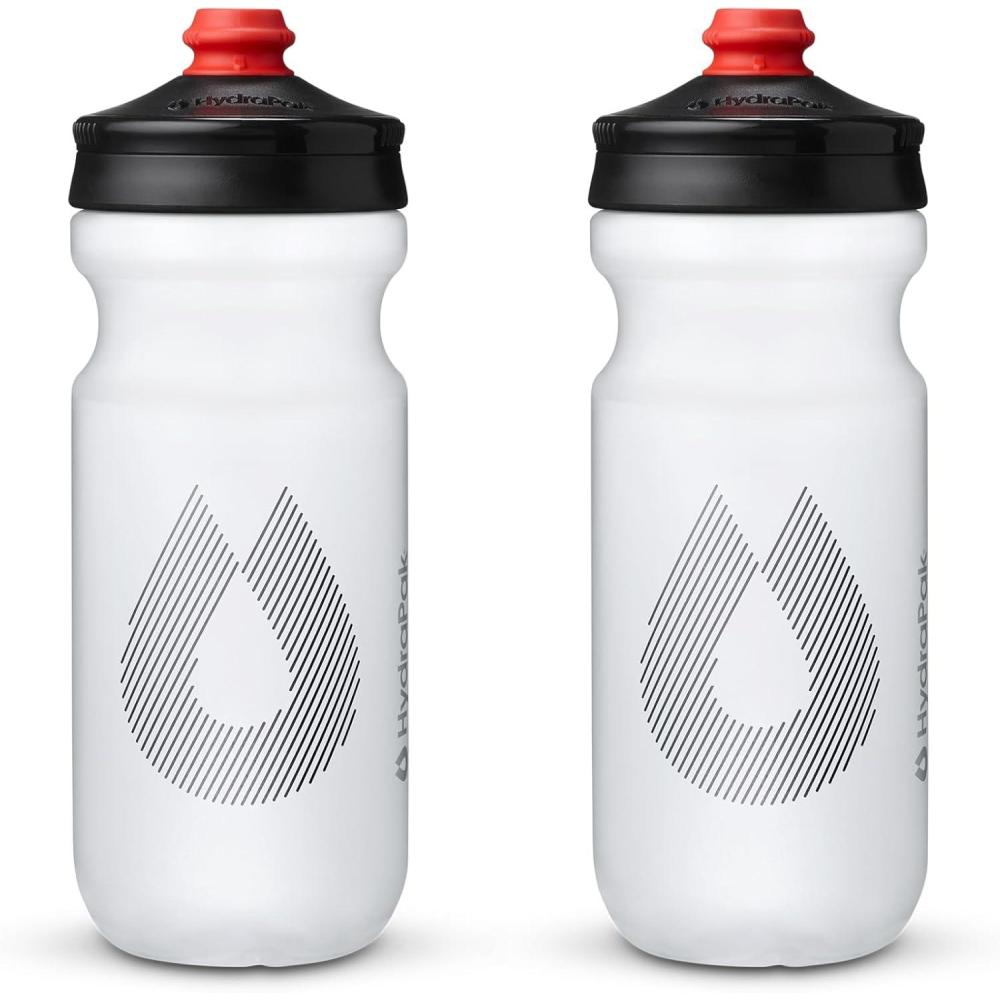imageHydraPak Breakaway Surge Lightweight Bike Water Bottle 2Pack 20oz 25oz 30oz High Flow Cycling ampamp Sports Squeeze BottleClear
