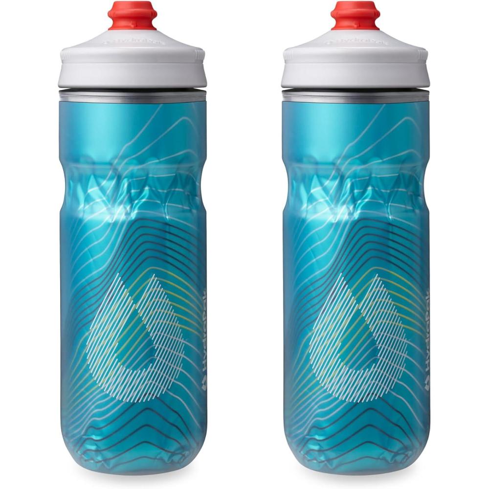 imageHydraPak Polar Surge Insulated Bike Water Bottle 2Pack 20oz or 24oz High Flow Fits Most Bike Cages For Cycling ampamp SportsAscent Blue
