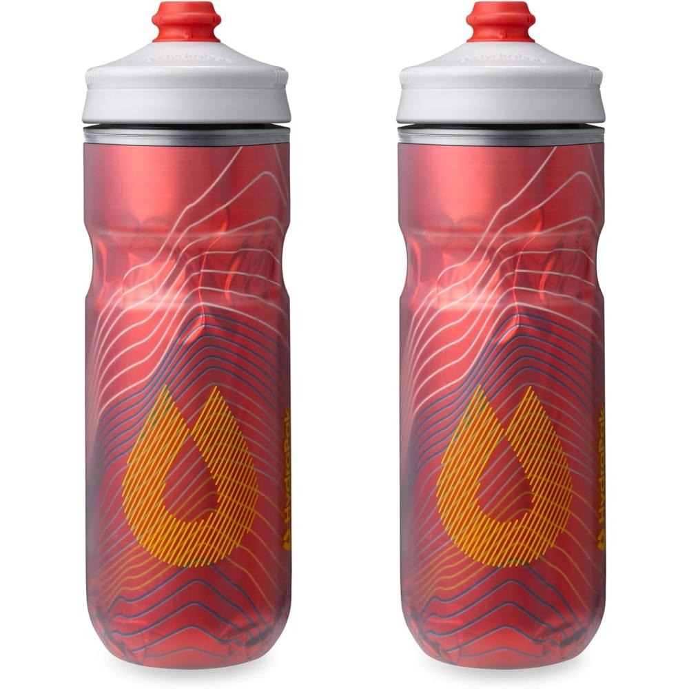 imageHydraPak Polar Surge Insulated Bike Water Bottle 2Pack 20oz or 24oz High Flow Fits Most Bike Cages For Cycling ampamp SportsAscent Red
