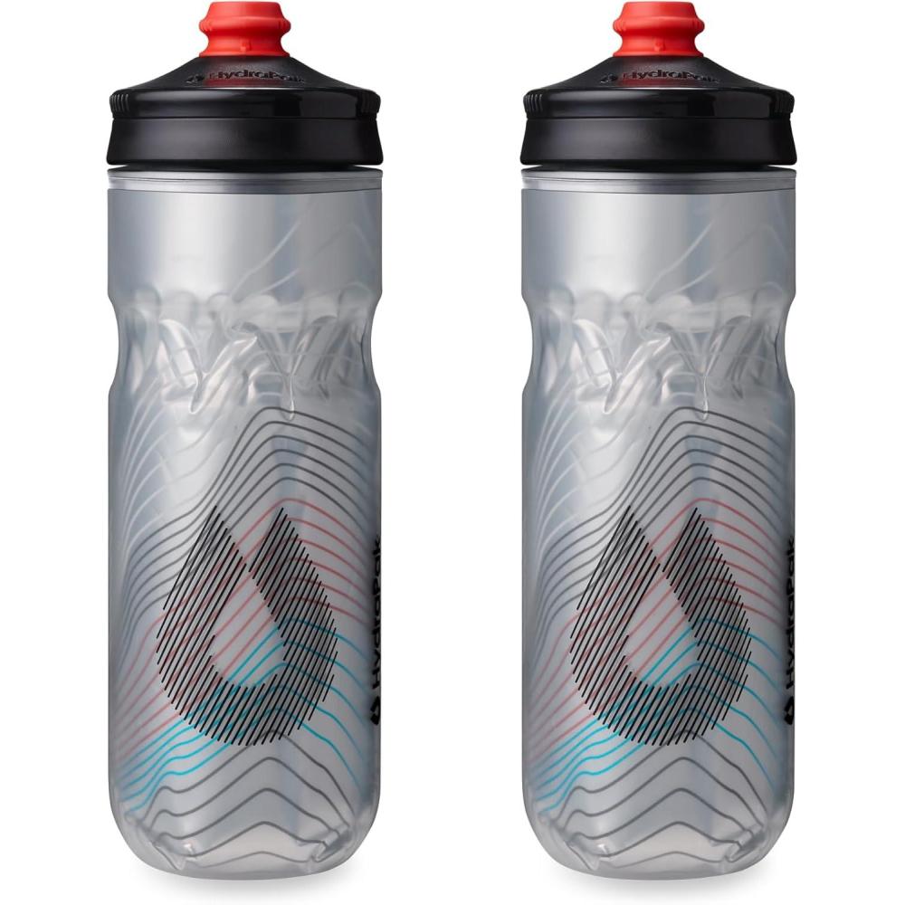 imageHydraPak Polar Surge Insulated Bike Water Bottle 2Pack 20oz or 24oz High Flow Fits Most Bike Cages For Cycling ampamp SportsAscent Silver