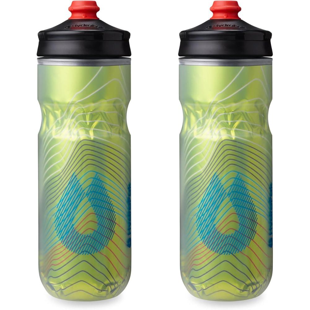 imageHydraPak Polar Surge Insulated Bike Water Bottle 2Pack 20oz or 24oz High Flow Fits Most Bike Cages For Cycling ampamp SportsAscent Yellow