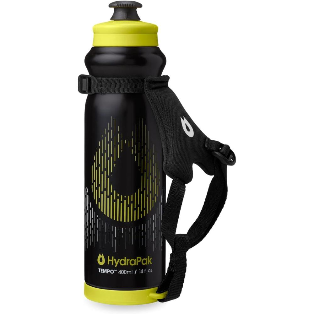 imageHydraPak Tempo Pro 525ml Handheld Running Squeeze Bottle for Training and Race Day Hydration with Removable Strap 525ml17oz WhiteBlack