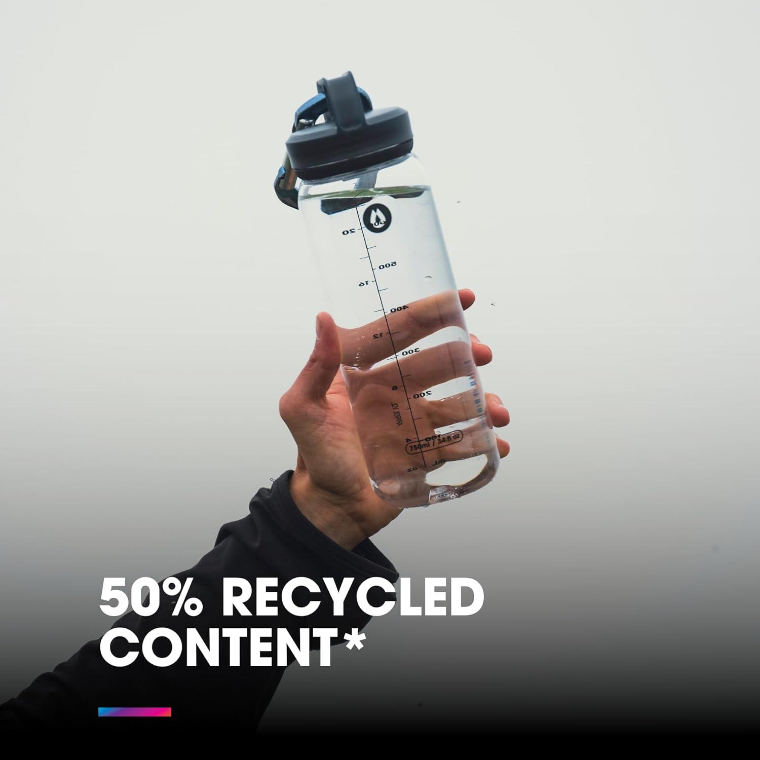 imageHydraPak Recon Clip ampamp Carry Wide Mouth Recycled Plastic Water Bottle 24oz or 32oz Eco Friendly BPA Free Tethered CapAspen Green