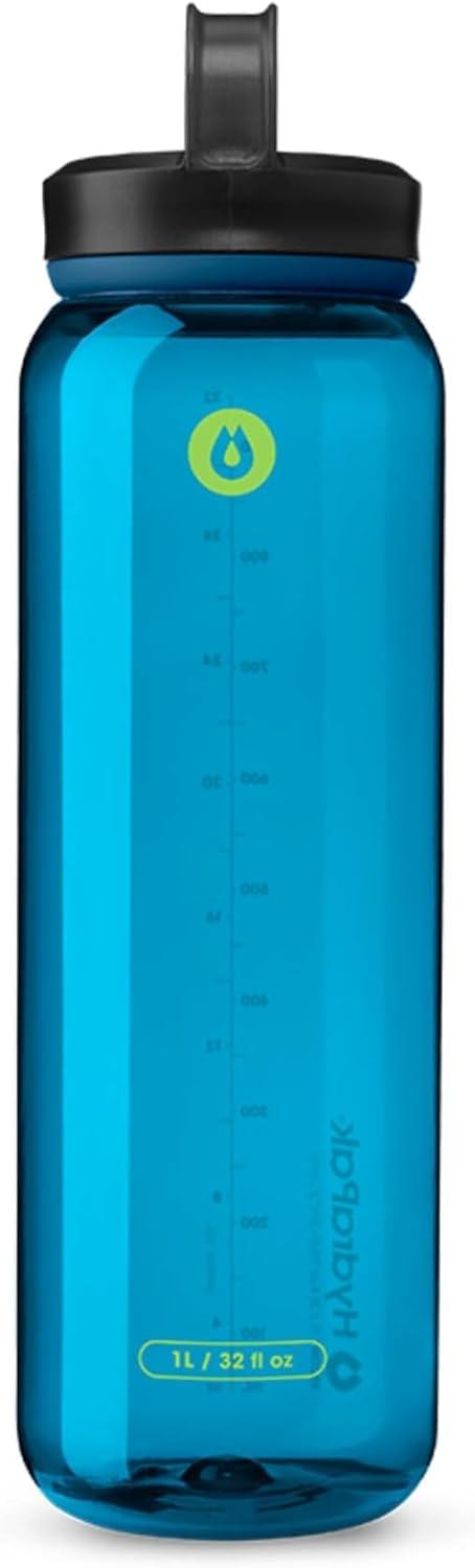 imageHydraPak Recon Clip ampamp Carry Wide Mouth Recycled Plastic Water Bottle 24oz or 32oz Eco Friendly BPA Free Tethered CapBay Blue