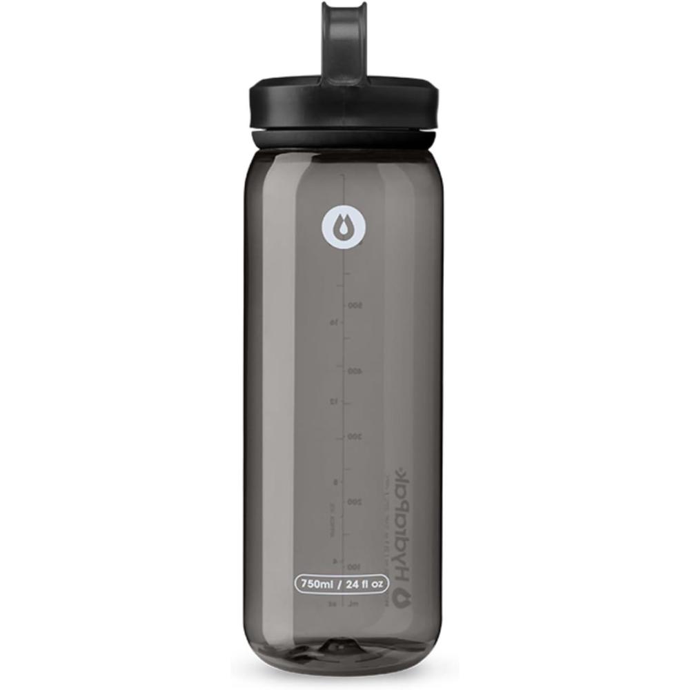 imageHydraPak Recon Clip ampamp Carry Wide Mouth Recycled Plastic Water Bottle 24oz or 32oz Eco Friendly BPA Free Tethered CapCharcoal Grey