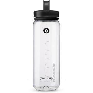 HydraPak Recon Clip & Carry – Wide Mouth Recycled Plastic Water Bottle (24oz or 32oz) – Eco Friendly, BPA Free, Tethered Cap(Clear)