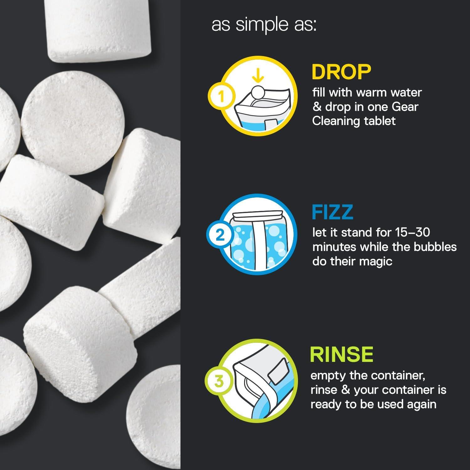 imageGear Cleaning Tablets by Bottle Bright 6 or 20 Count EPA Safer Choice Certified Hydration Reservoir Large Container ampamp Water Storage System Cleaner6 Count