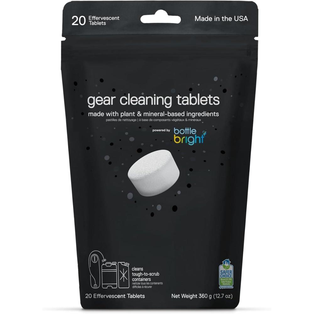 imageGear Cleaning Tablets by Bottle Bright 6 or 20 Count EPA Safer Choice Certified Hydration Reservoir Large Container ampamp Water Storage System Cleaner20 Count