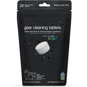 Gear Cleaning Tablets by Bottle Bright (6 or 20 Count) – EPA Safer Choice Certified – Hydration Reservoir, Large Container & Water Storage System Cleaner(20 Count)