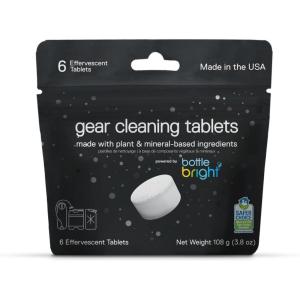 Gear Cleaning Tablets by Bottle Bright (6 or 20 Count) – EPA Safer Choice Certified – Hydration Reservoir, Large Container & Water Storage System Cleaner(6 Count)