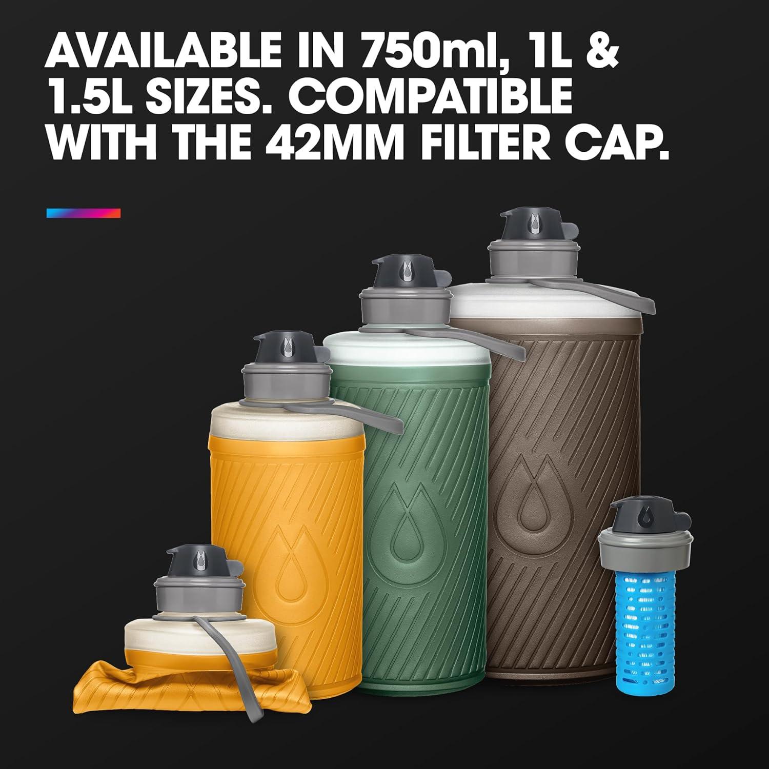 image:imageHydraPak Flux Collapsible Backpacking Water Bottle 750ml 1L 15L BPA Free Ultra Light SpillProof Twist CapNEW Golden Yellow