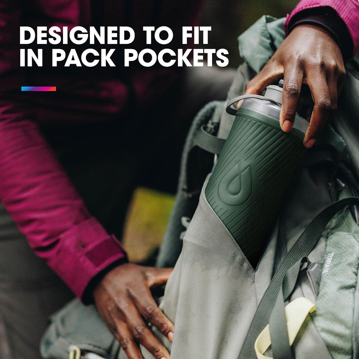 image:imageHydraPak Flux Collapsible Backpacking Water Bottle 750ml 1L 15L BPA Free Ultra Light SpillProof Twist CapNEW Golden Yellow