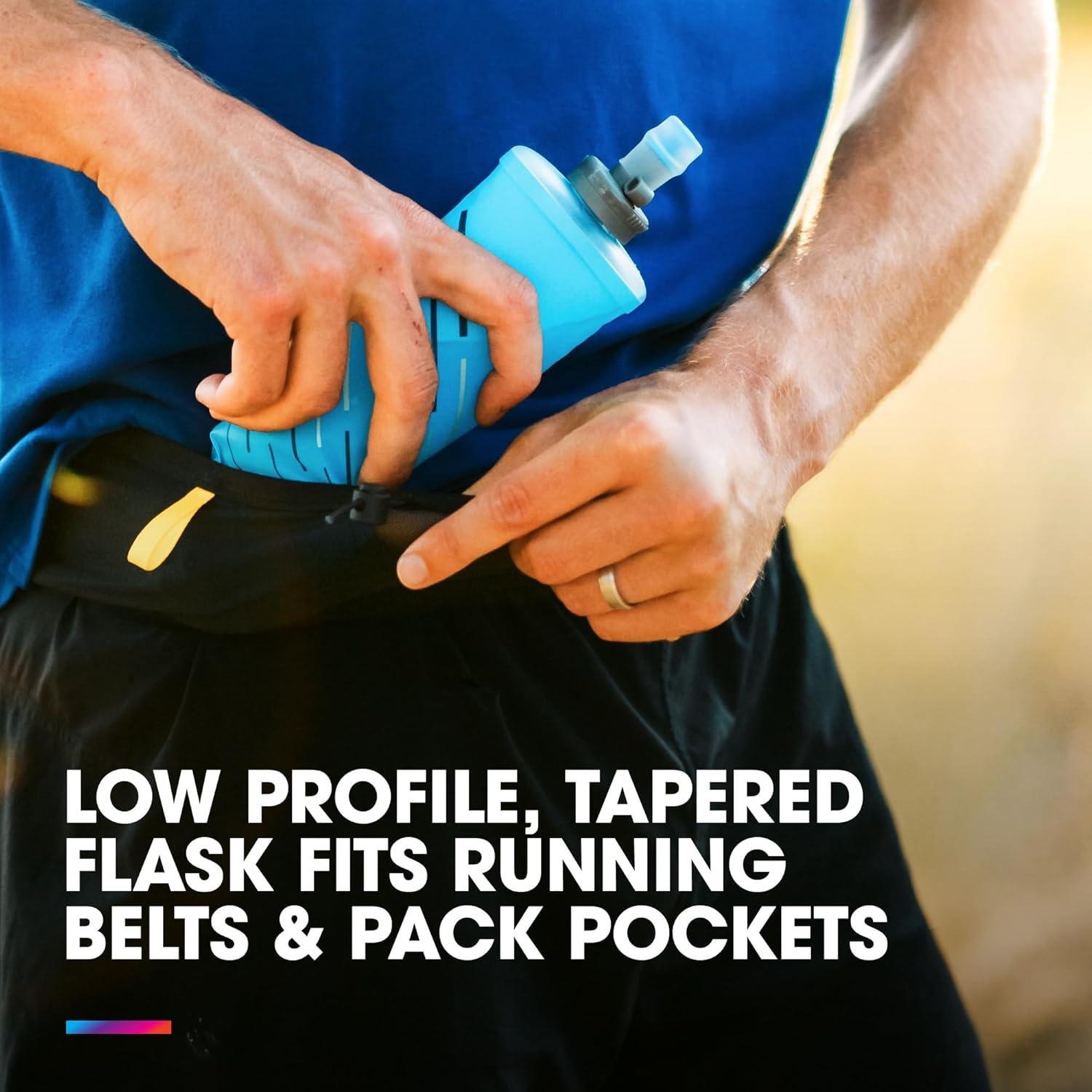 image:imageHydraPak PocketFlask 500ml Compressible Low Profile Soft Flask Water Bottle Ideal Fit for Run Belts and Form Fitting Pockets with Locking Cap 500ml17ozMalibu Blue