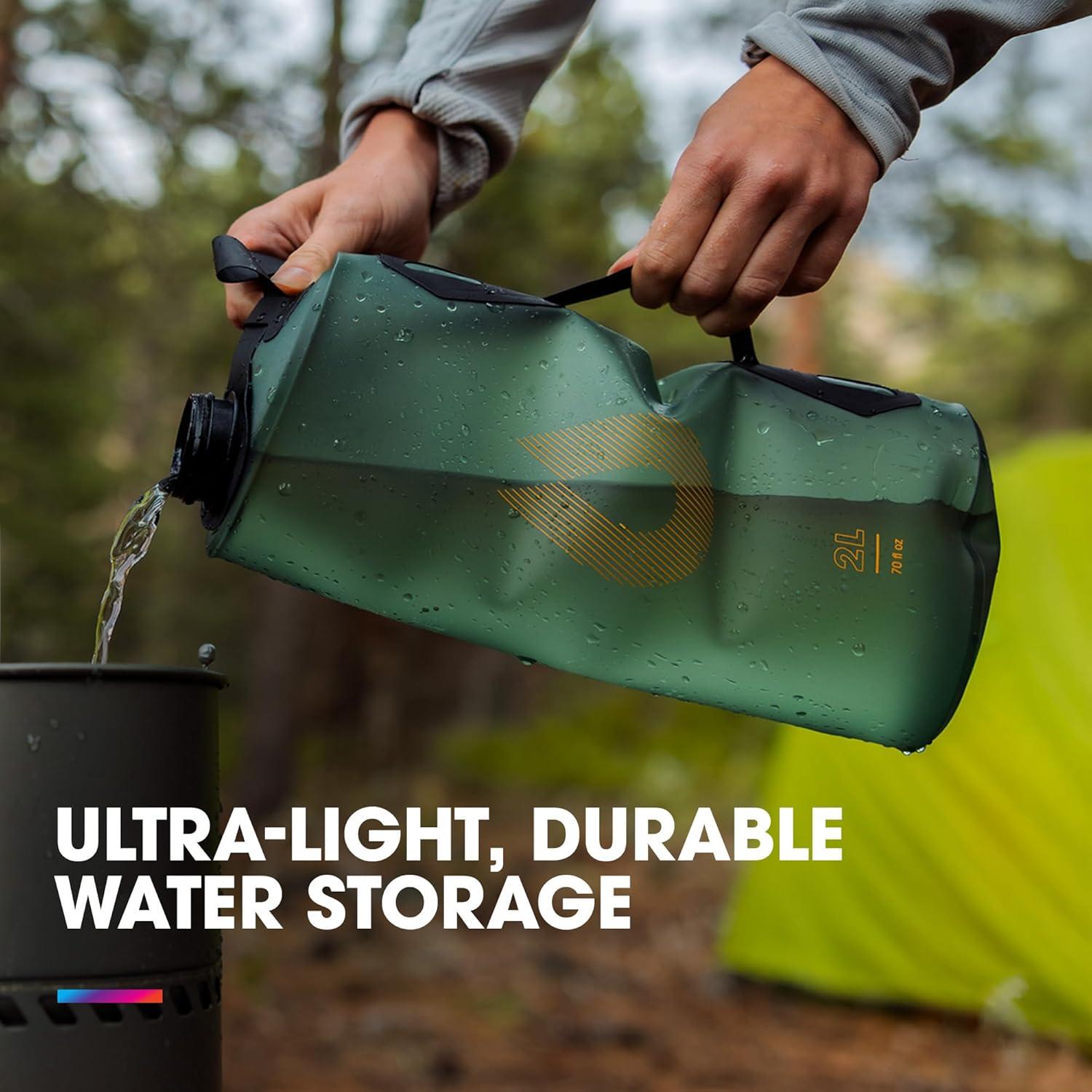 image:imageHydraPak Seeker Collapsible Camping Water Storage 2L BPA amp PVC Free Hydration Reservoir Bag Leak Proof Sage Green