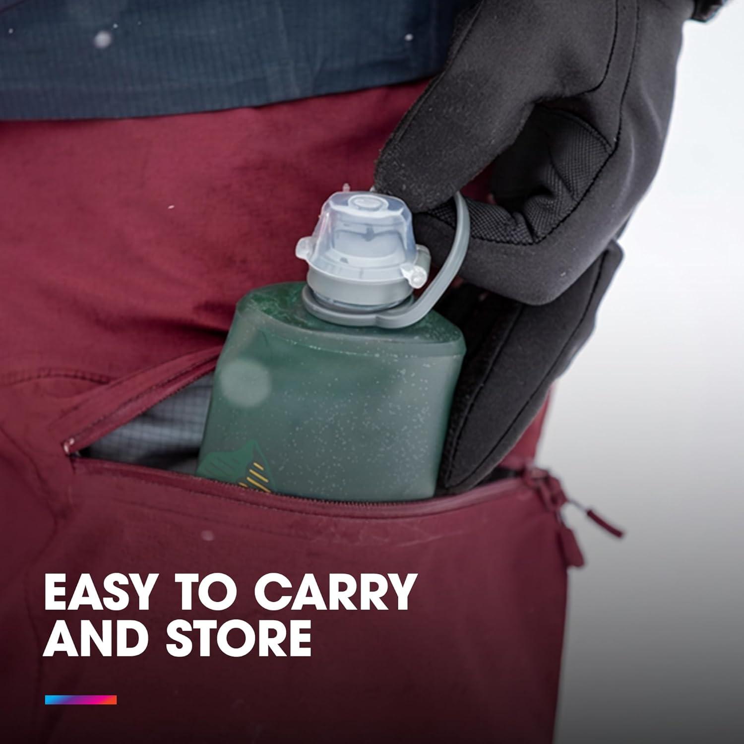 image:imageHydraPak Stow Collapsible Water Bottle 350ml 500ml 1L Ultralight LeakProof BPAFree Filter Compatible Travel amp Hiking FlaskNEW Sage Green