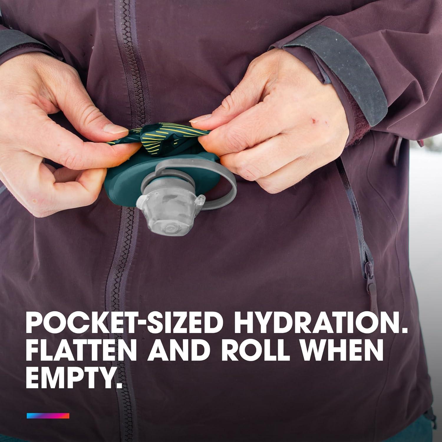 image:imageHydraPak Stow Collapsible Water Bottle 350ml 500ml 1L Ultralight LeakProof BPAFree Filter Compatible Travel amp Hiking FlaskNEW Sage Green
