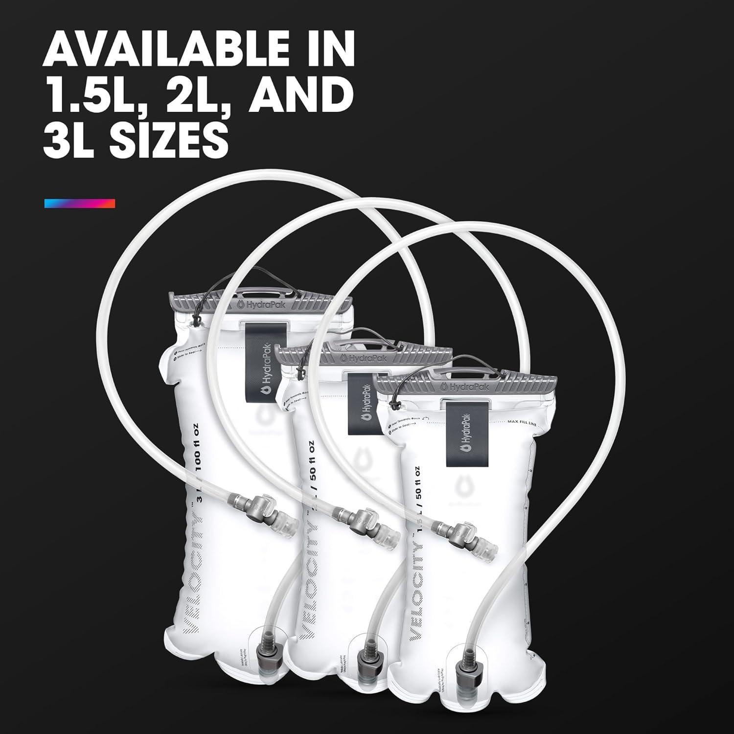 image:imageHydraPak Velocity Hydration Reservoir 15L or 2L Slim Profile Water Bladder SelfSealing Bite Valve Leak Proof Reversible Dishwasher SafeClear