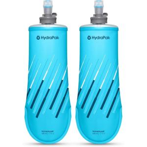HydraPak PocketFlask 500ml 2-Pack – Compressible, Low Profile Soft Flask Water Bottle, Ideal Fit for Run Belts and Form Fitting Pockets with Locking Cap (500ml/17oz)