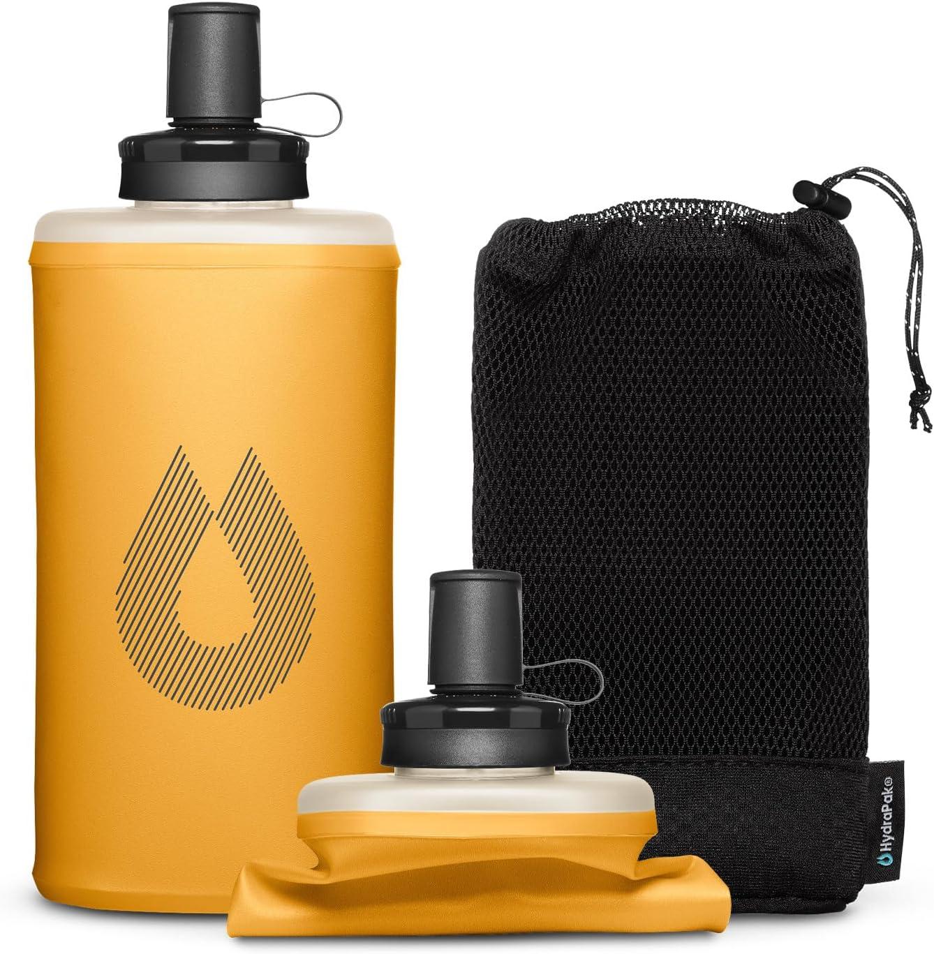 image:imageHydraPak PackFlask 500ml or 750ml Harness Mounted Water Bottle for Backpacks HandsFree EasyAccess UltraLight Collapsible Pack Softflask for Hiking amp BackpackingGolden Yellow