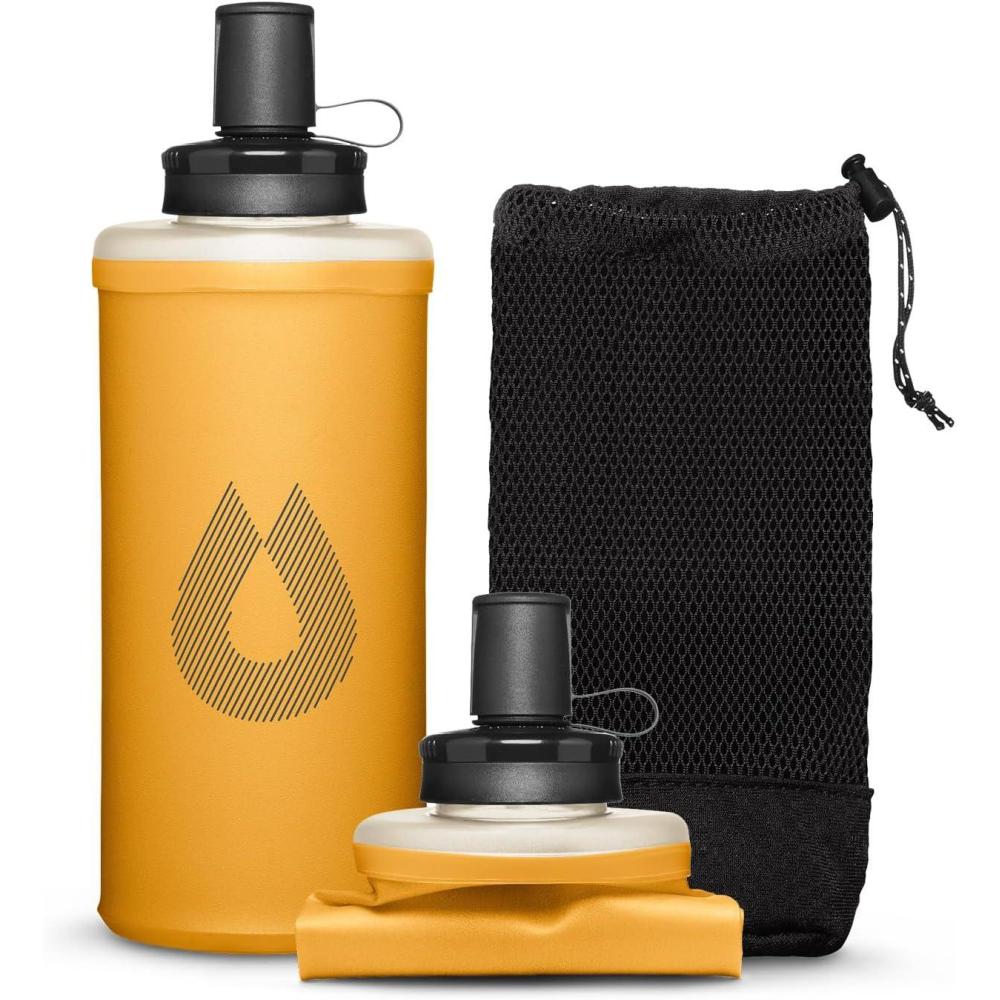 image:imageHydraPak PackFlask 500ml or 750ml  Harness Mounted Water Bottle for Backpacks  HandsFree EasyAccess UltraLight Collapsible Pack Softflask for Hiking amp BackpackingGolden Yellow