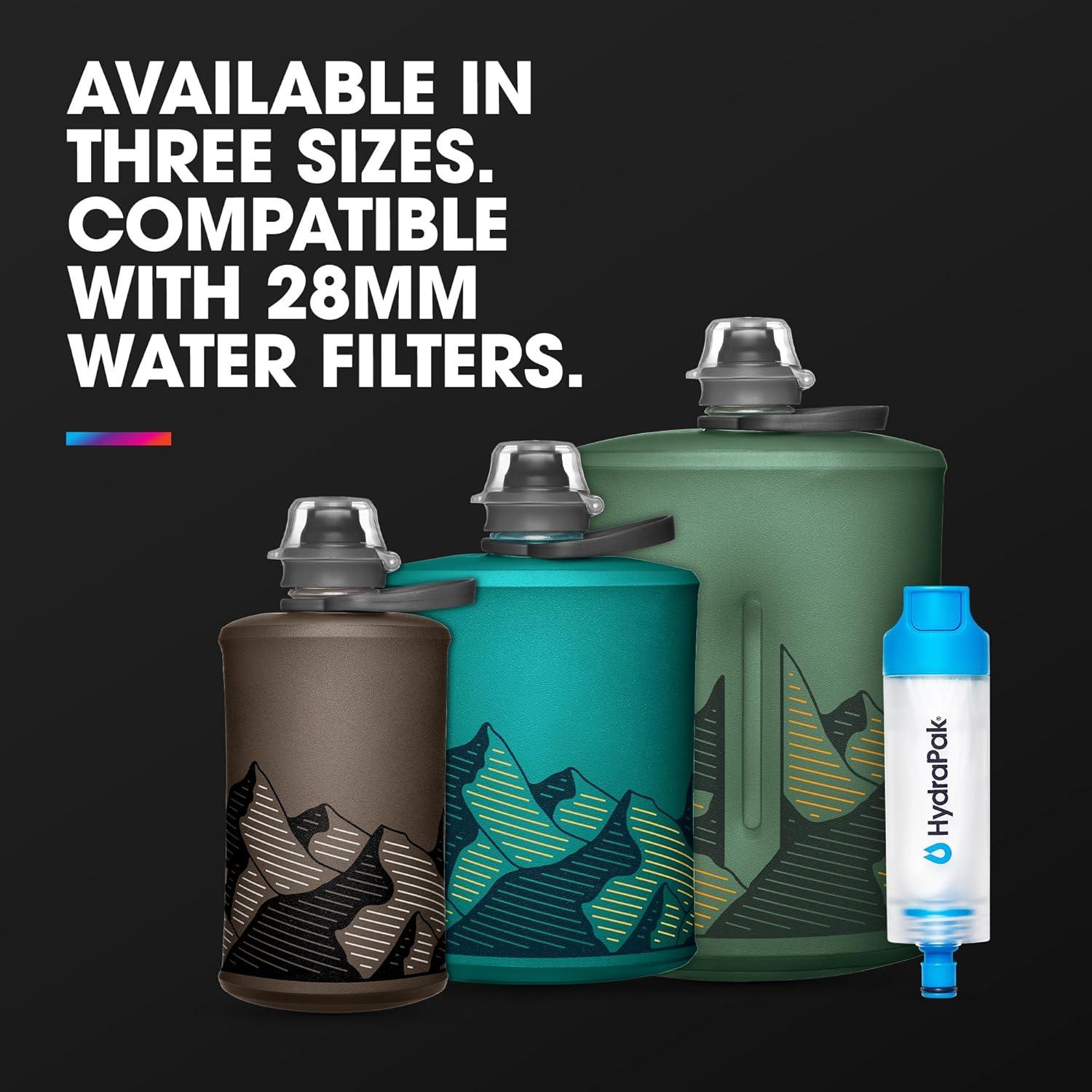 image:imageHydraPak Stow Collapsible Water Bottle 350ml 500ml 1L Ultralight LeakProof BPAFree Filter Compatible Travel amp Hiking FlaskNEW Mammoth Grey